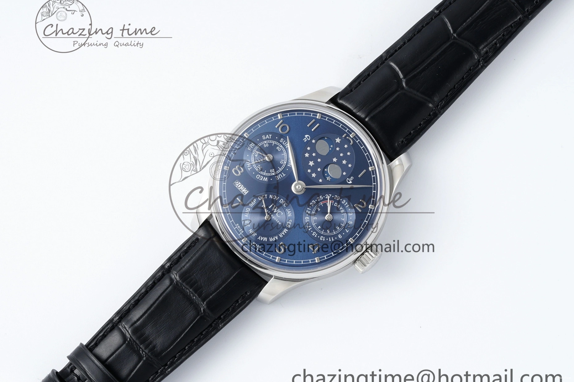 MIROTIME 0407 Bold Portugieser Perpetual Calendar SS 5033 APSF 1:1 Best Edition Blue Dial on Black Leather Strap A52610 Clone 7041
